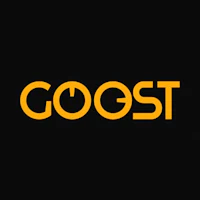 the logo for goost on a black background