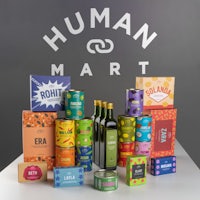 a group of boxes with the words human mart on them