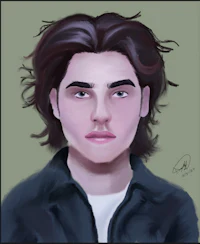 a drawing of a man with long hair