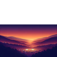 an illustration of a sunset in the mountains