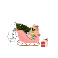 santa claus in a sleigh with presents