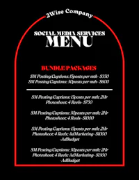 a black and white image of a social media menu