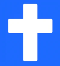 a white cross on a blue background