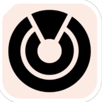 a black and white icon with a circle in the middle