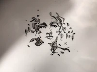 a black and white drawing of a woman's face