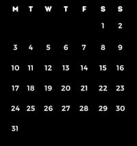 a white calendar with a black background