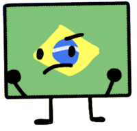 a cartoon character holding a brazilian flag