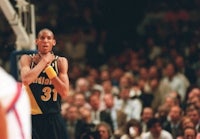 indiana pacers basketball player in front of a crowd