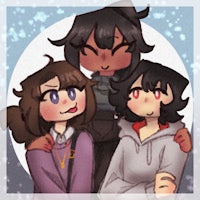 a drawing of three girls posing for a picture