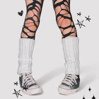 a girl wearing black and white leggings with stars on them