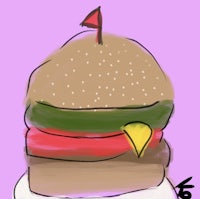 a drawing of a hamburger on a plate
