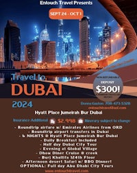 a flyer for a travel to dubai