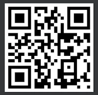 a black and white qr code on a black background