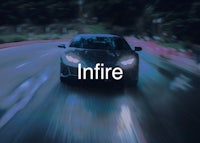 a car driving down a road with the word ignite on it