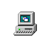 a pixel computer on a black background