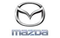 the mazda logo on a black background