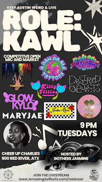 Flyer for ROLE:KAWL featuring the vendors.