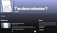 a screenshot of the app with the words'tas deux minutes?'