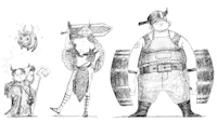 a sketch of a group of people in different costumes