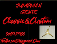 a black and white image of a jumpman with the words jumpman gene classic and custom