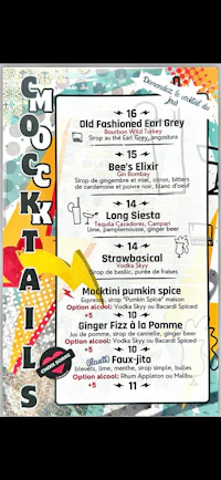 a poster with a menu for a bar