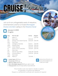 a flyer for a cruise vacation