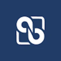 a logo with the letter b on a blue background