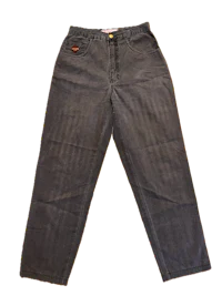 a pair of grey pants with buttons on the side