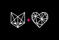 a heart and a fox on a black background