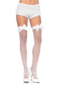 white thigh high stockings with bows