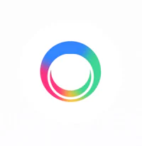 a colorful circle logo on a white background