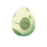 a green egg with spots on it on a black background
