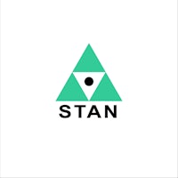the logo for stan is shown on a white background