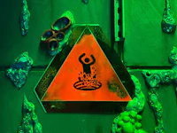a green sign with a man on it