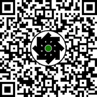 a qr code with a green circle on it