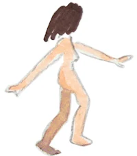 a drawing of a woman with her arms outstretched