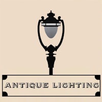 the antique lighting logo on a beige background
