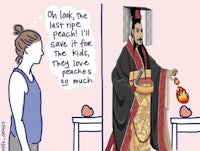 a cartoon of an asian man and a woman
