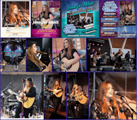a collage of pictures of a woman playing a guitar