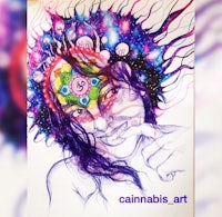 a drawing of a woman with a flower in her head