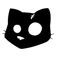 a silhouette of a black cat with eyes