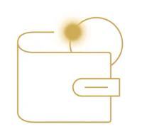 an icon of a wallet with a coin in it