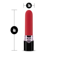 an image of a red lipstick with measurements