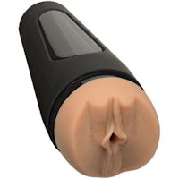 a black plastic dildo with a black tip