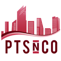 a red and white logo with a wavy shape