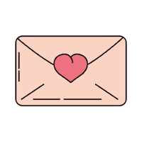 an envelope with a heart in it
