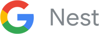 the google nest logo on a black background