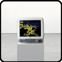 a computer monitor sitting on top of a pedestal