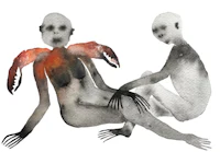 a painting of a woman and a man sitting next to each other