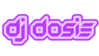 a purple logo with the word dj dosis on it